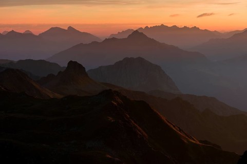 Sunrise above the Montafon mountains