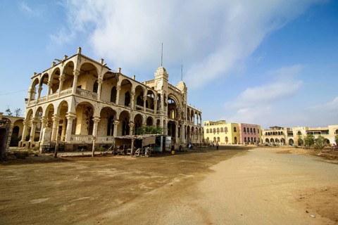 Destroyed former Banco d'Italia building