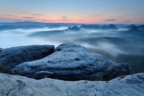 View from Kleiner Winterberg mountain at dawn