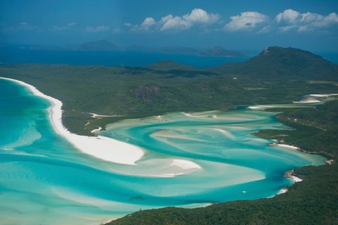 Aerial view of Whitehaven in the Whitsunday Islands