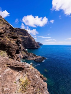 Rocky coastline on the Camino del Poris