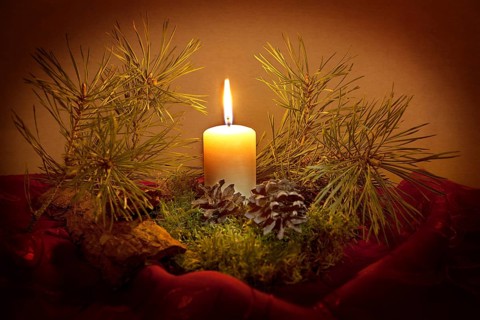 Christmas still life with candlelight