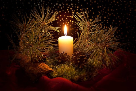 Christmas still life with candlelight