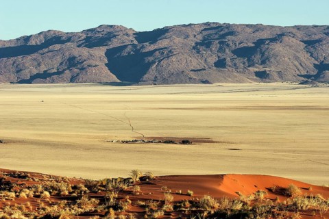 View of the sand dunes of the southern foothills of the Namib Desert and Gunsbewys Farm
