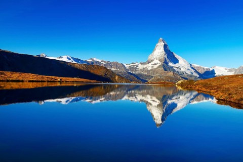 Matterhorn reflected in lake Stellisee