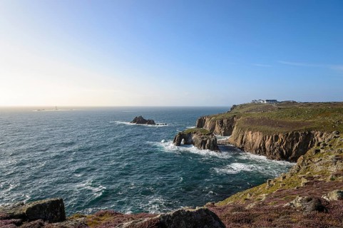 Rock arch and Armed Knight rocks on the rocky coast