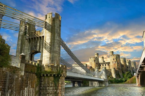 The medieval Conwy Castle or Conway Castle