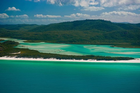 Aerial view of Whitehaven in the Whitsunday Islands