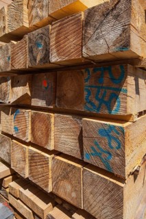 Stacked wooden slats