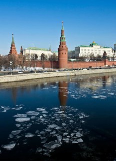 Moscow Kremlin with palace and cathedrals in spring