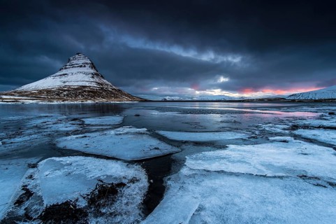 Peak of Kirkjufell with Kirkjufell river