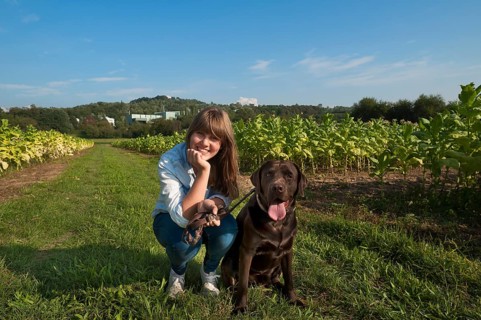 Girl with her Labrador