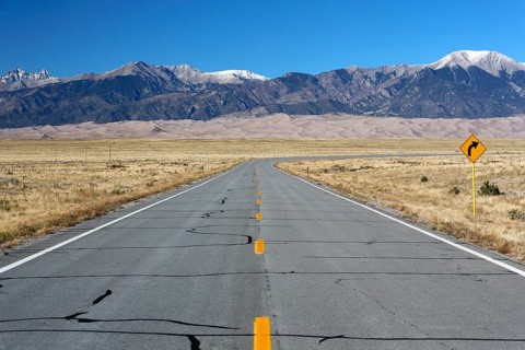 Road to the Great Sand Dunes National Park and Preserve