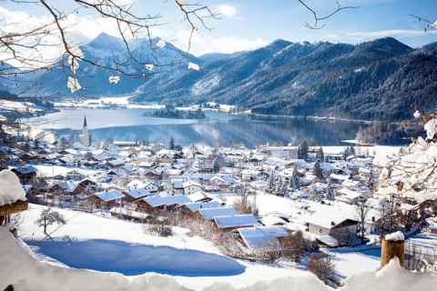 View of Schliersee in winter