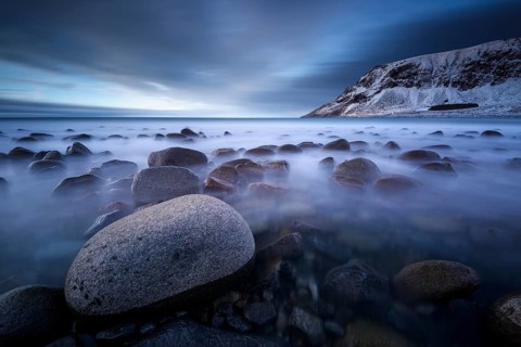 Rocks on the beach of Unstad