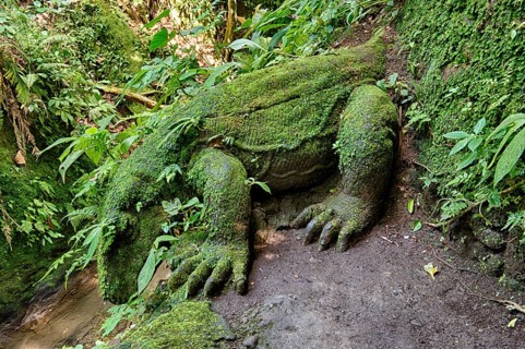 Stone carving of a komodo dragon