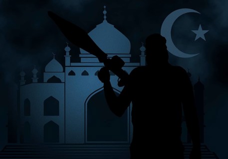 Terrorist in front of mosque