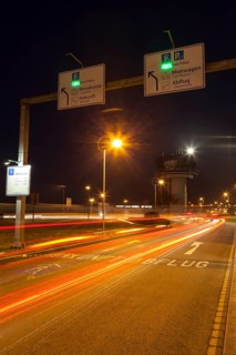 Light trails on the access road to Dortmund Airport 21