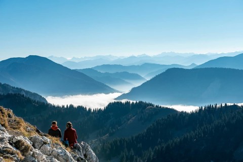 Hikers rest at the summit