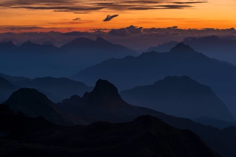 Sunrise above the Montafon mountains
