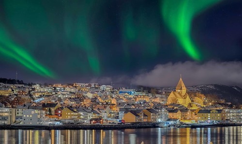 Night photo from the Hurtigruten ship