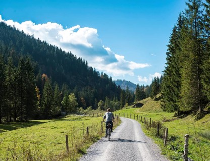 Young man riding a bicycle