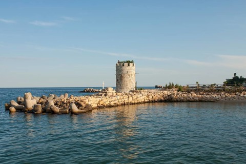 Hitorical tower on the beach