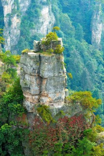 Tianzishan mountain with vertical rock columns of quartz sandstone