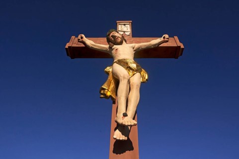 Colored stone crucifix