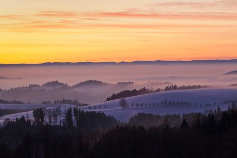 Sunset view from the Black Forest road to Glottertal