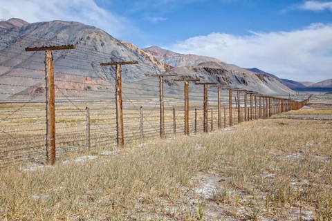 Border fence between Tajikistan and China