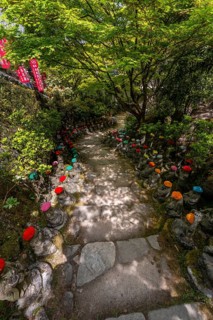 Buddha statue with colorful caps