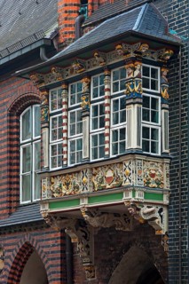 Wooden balcony of the historic Town Hall