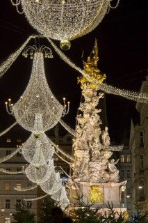 Plague Column with Christmas lights