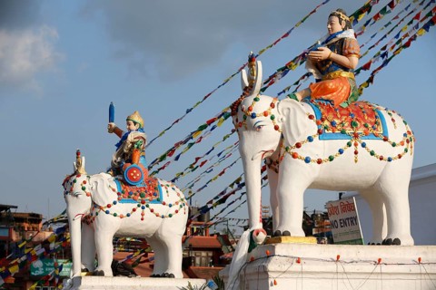 Elephants at the entrance to Boudhanath Stupa