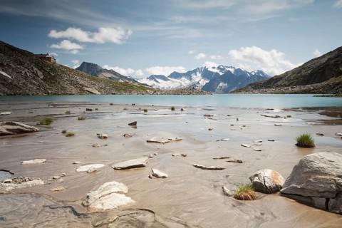Friesenbergsee lake with views of the Zillertal Alps