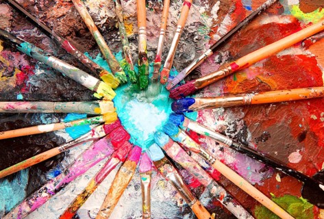 Many colorful brushes