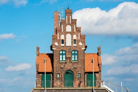 Historic pilot house in the harbour of Stralsund