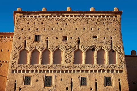 Exterior of the mud brick Taourirt Kasbah built by Pasha Glaoui