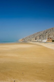 Long sandy beach along the Khasab coastal road