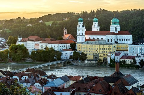 Inn river with Marienbrucke bridge