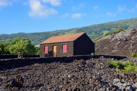 Typical house made of volcanic rocks