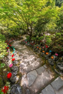 Buddha statue with colorful caps