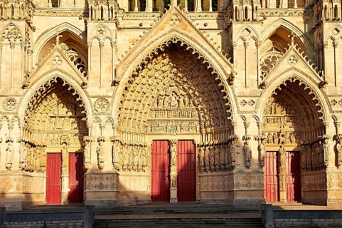 Tympanum of the central west portal of the Gothic Amiens Cathedral