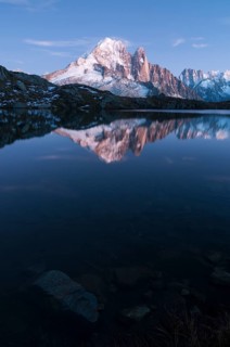 Aiguilles de Chamonix reflected in the Lac de Chesery