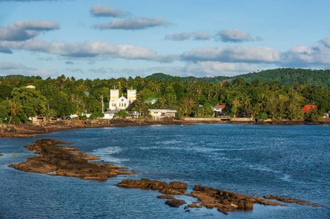 Church in the tropical surroundings