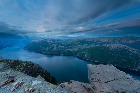 Preikestolen or Prekestolen above Lysefjord