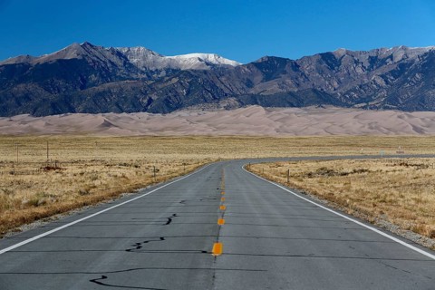 Road to the Great Sand Dunes National Park and Preserve