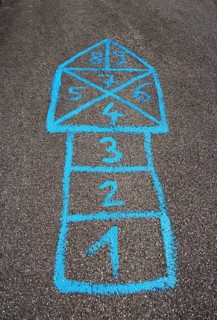 Hopscotch grid on a pavement
