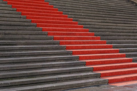 Red carpet on the steps of the Konzerthaus Berlin concert hall